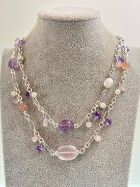 David Yurman Sterling silver Multi-Stone Bijoux Station Necklace 48"